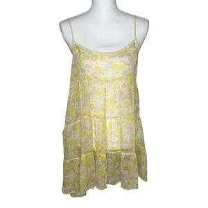 Free People Intimately Floral Babydoll Nightgown Yellow Sheer Babydoll Dress S